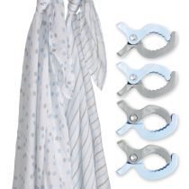 Muslin Swaddle & Clips – Blue