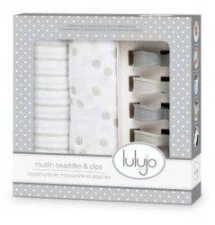 Muslin Swaddle & Clips – Grey