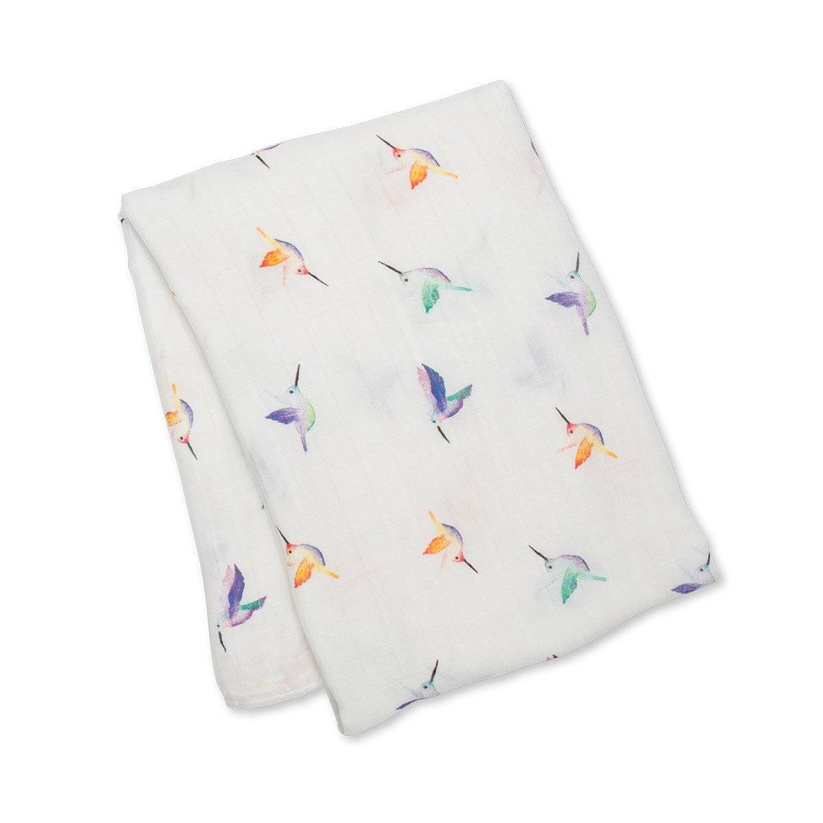 LJ147—HummingbirdsBambooSwaddle—folded