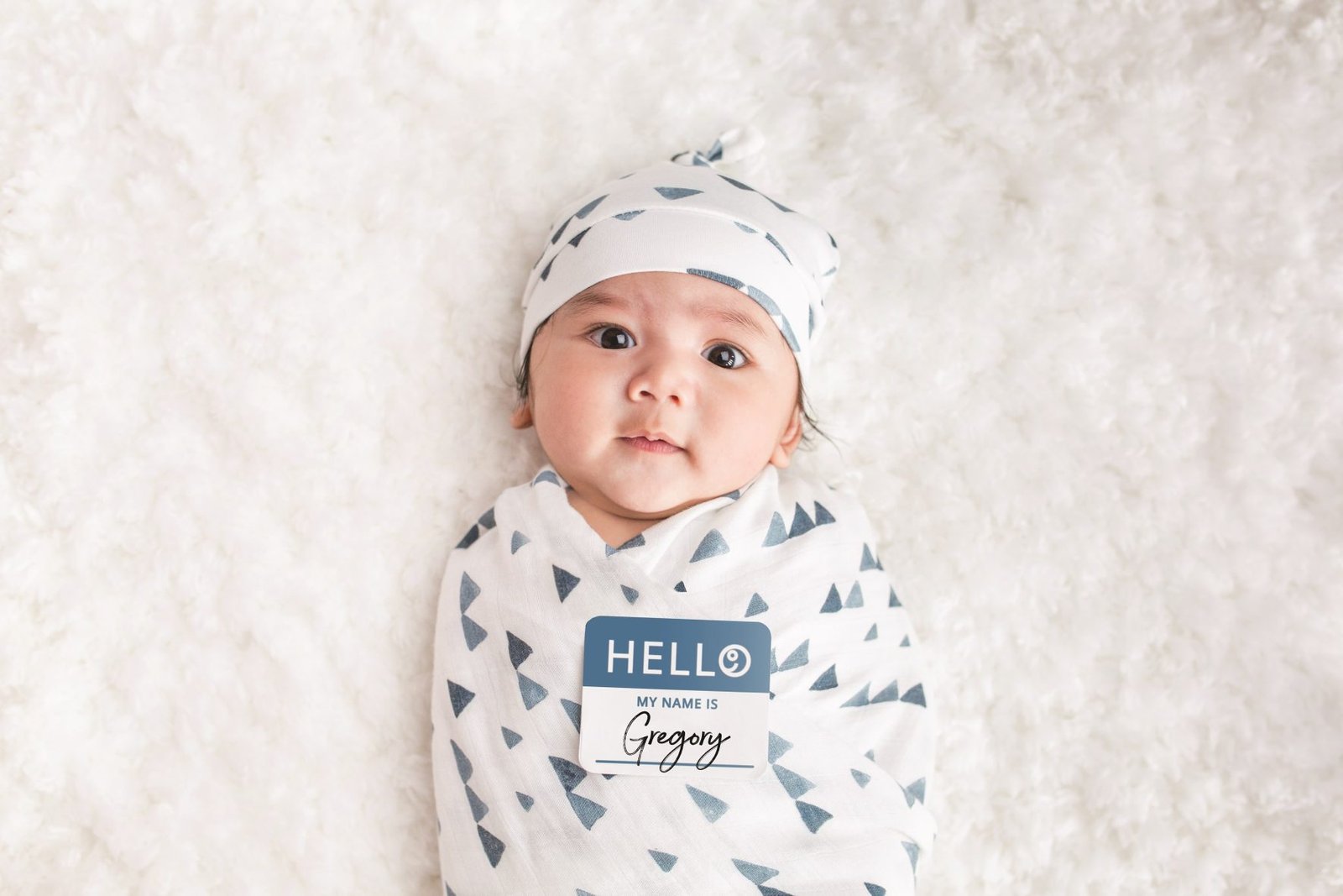 Bamboo Hat and Swaddle Blanket – Triangle Navy